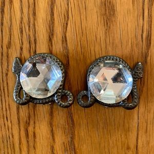 Large Faux Crystal Clip On Earrings Surrounded by Snakes